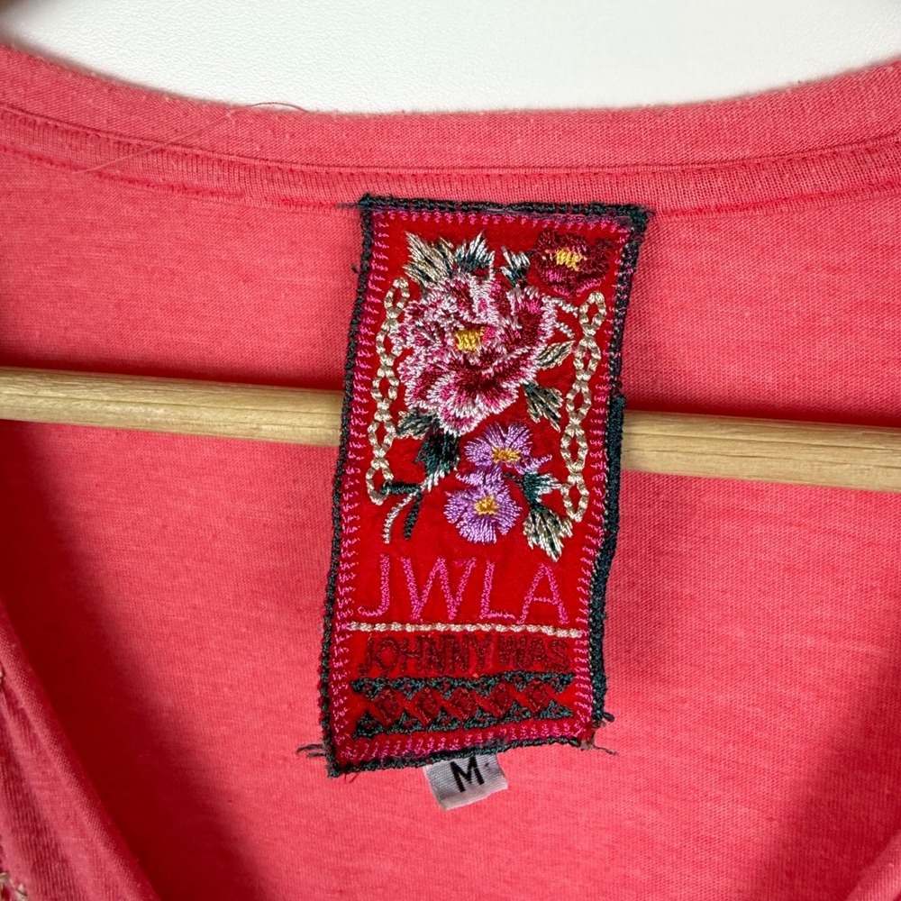 Johnny Was Dorana Floral Embroidered Tunic Top Medium Pink Cottage Boho Chic - Picture 9 of 12